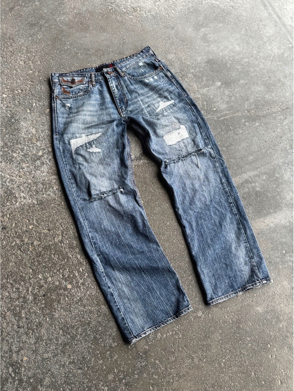 Vintage Y2K Guess USA Made Baggy Distressed Denim Jeans